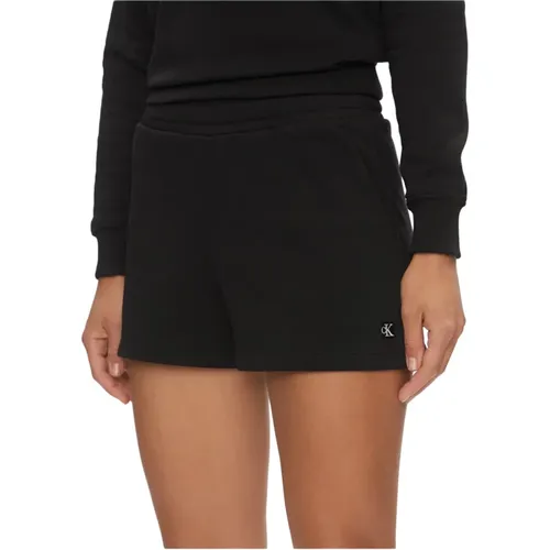 Schwarze Jersey-Shorts - Gerader Schnitt , Damen, Größe: XL - Calvin Klein - Modalova