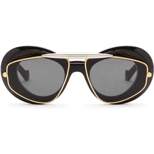 Double Frame Sonnenbrille mit dunkelgrauen Gläsern - Loewe - Modalova