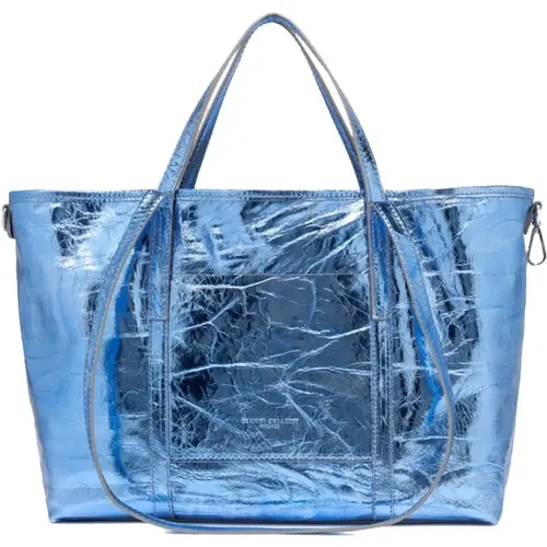 Superlight Shopping Bag Bluette Laminate Leather , female, Sizes: ONE SIZE - Gianni Chiarini - Modalova