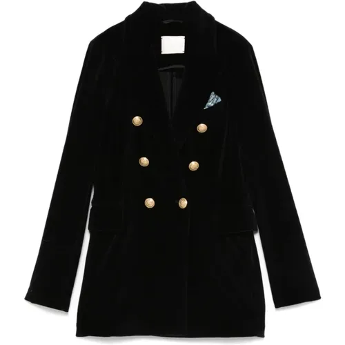 Velvet Double-Breasted Jacket , female, Sizes: L, M, 2XS, XL - Circolo 1901 - Modalova