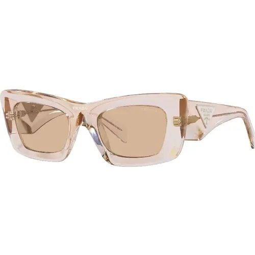 Crystal Sunglasses with Light Brown Lenses , female, Sizes: 50 MM - Prada - Modalova