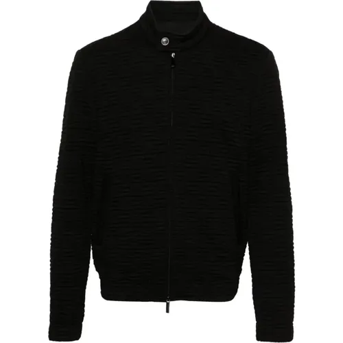 Light Jackets,Geometrische Muster Jersey Mantel - Emporio Armani - Modalova