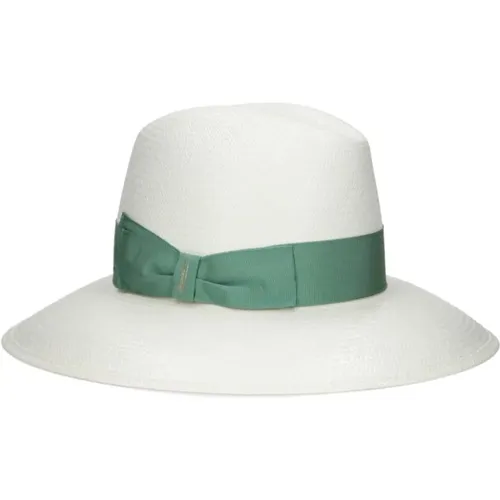 Green Straw Hat with Bow Detailing , female, Sizes: S, M, L - Borsalino - Modalova