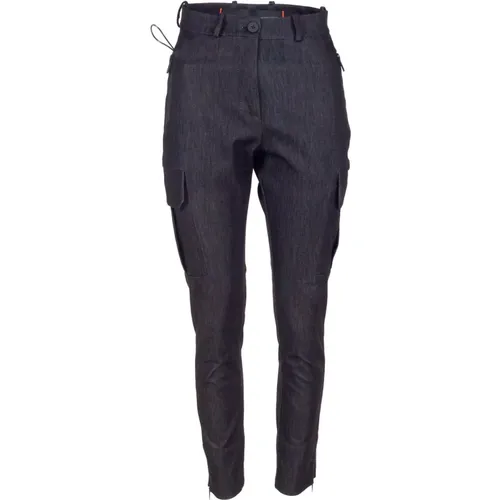 Skinny Cargo Denim-Effekt Hose in Schwarz , Damen, Größe: M - RRD - Modalova