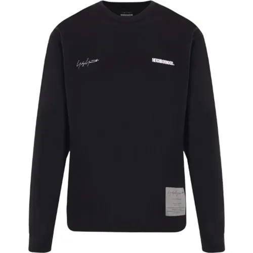 Schwarzer Baumwoll-Jersey-Pullover mit Neighborhood-Logo-Print , Herren, Größe: 2XL - Yohji Yamamoto - Modalova