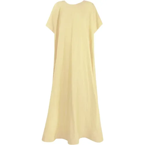 Paper, long linen and silk dress in gold , female, Sizes: S, L, 2XL, M, XL - Cortana - Modalova