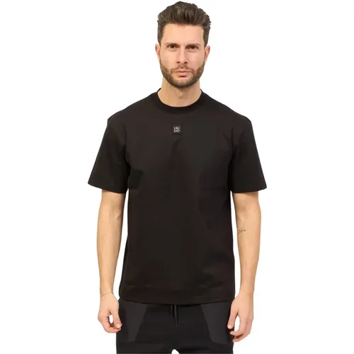 Weiches Schwarzes T-Shirt mit Gestörtem Logo , Herren, Größe: S - Hugo Boss - Modalova