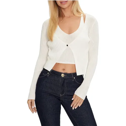 Weißer Pullover Trendiges Design , Damen, Größe: S - Guess - Modalova