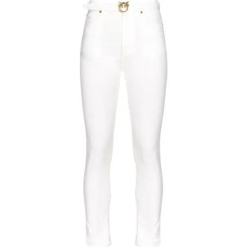 Weiße Love Birds High Waist Jeans , Damen, Größe: W31 - pinko - Modalova