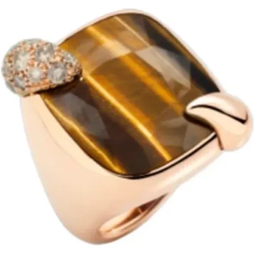 Tiger Eye Ring, Rose Gold, Diamonds , female, Sizes: 53 MM - Pomellato - Modalova