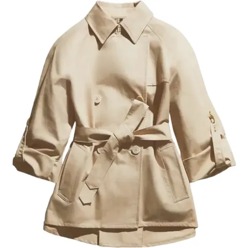 Short Double-Breasted Cotton Trench Coat , female, Sizes: M - Fay - Modalova