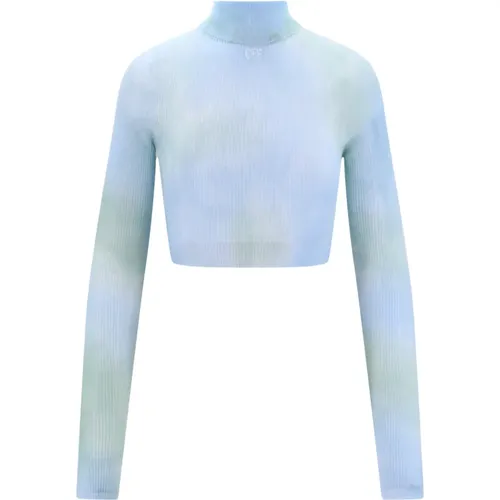 Tie-Dye Crop Turtleneck , female, Sizes: M - Off White - Modalova