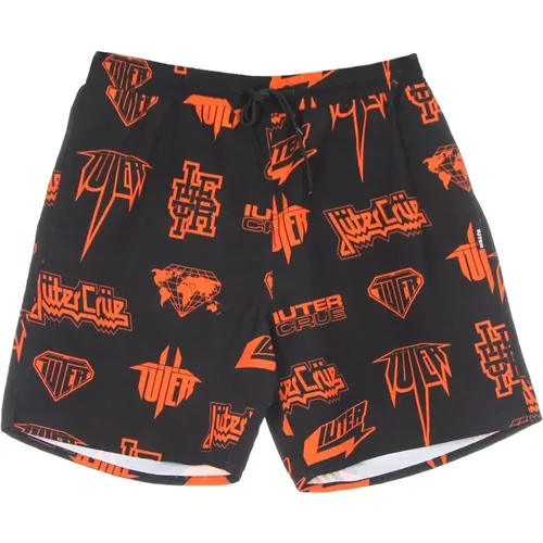 Schwarze Horns Allover Boardshorts mit Elastischem Bund , Herren, Größe: S - IUTER - Modalova