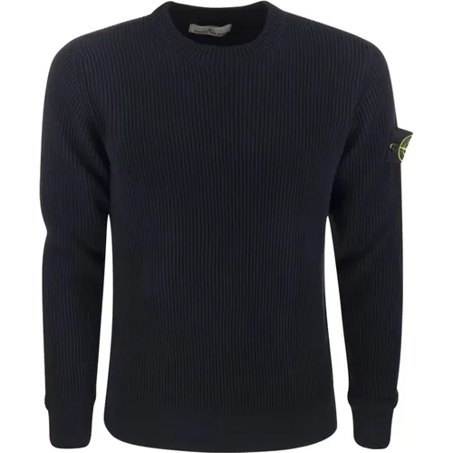 Gerippter Pullover aus reiner Wolle mit sportlichem Look , Herren, Größe: XL - Stone Island - Modalova