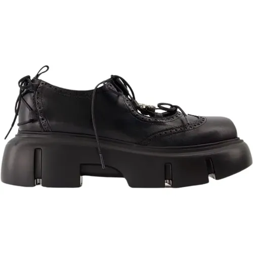 Schwarze Leder Ghillie Brogue Sneakers , Damen, Größe: 39 EU - Simone Rocha - Modalova