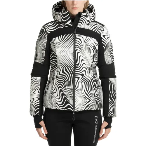 Abstrakte Ski Jacke mit Kapuze - Emporio Armani EA7 - Modalova