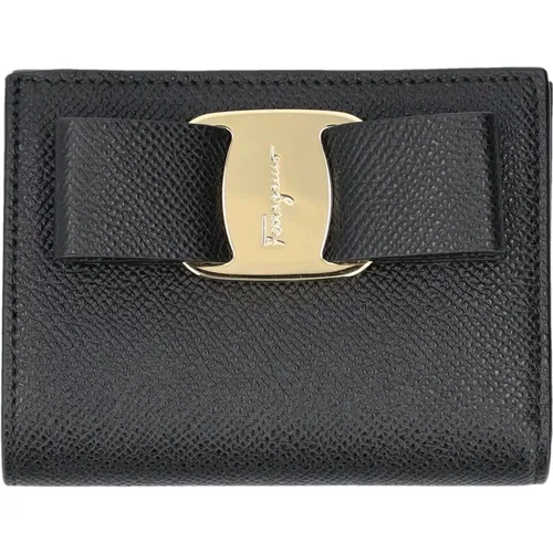 Bow Wallet Nero Aw24 , female, Sizes: ONE SIZE - Salvatore Ferragamo - Modalova