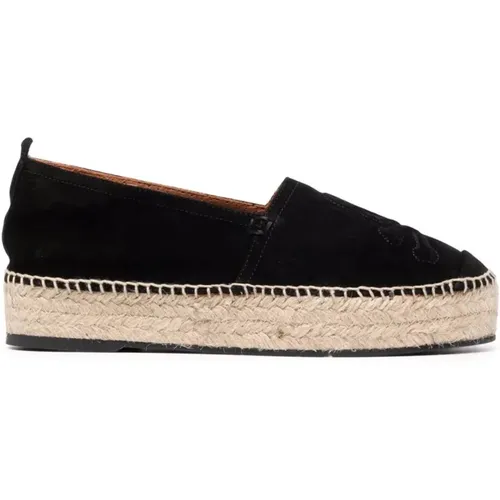 Skull Espadrilles aus Schwarzem Leder , Damen, Größe: 41 EU - Philipp Plein - Modalova