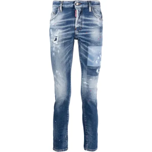 Verwaschene Skinny Jeans mit abgenutzten Details , Herren, Größe: 2XL - Dsquared2 - Modalova