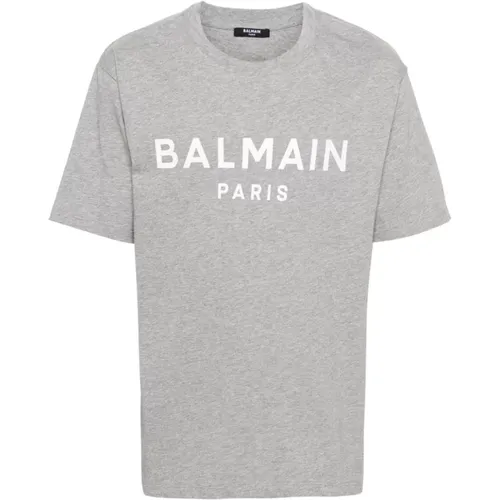 Logo Print Crew Neck T-shirts und Polos , Herren, Größe: L - Balmain - Modalova
