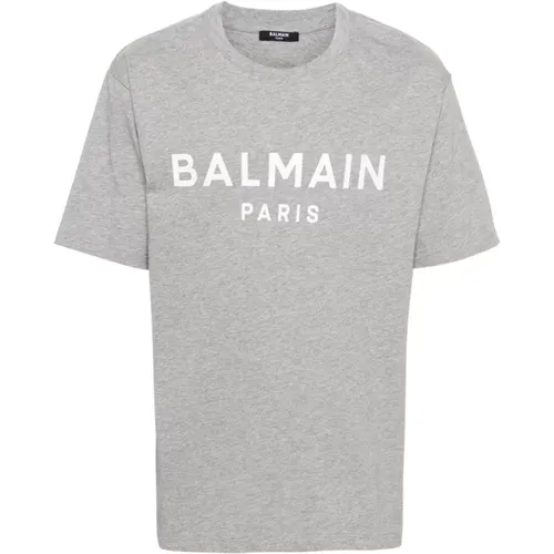 Logo Print Crew Neck T-shirts und Polos , Herren, Größe: M - Balmain - Modalova