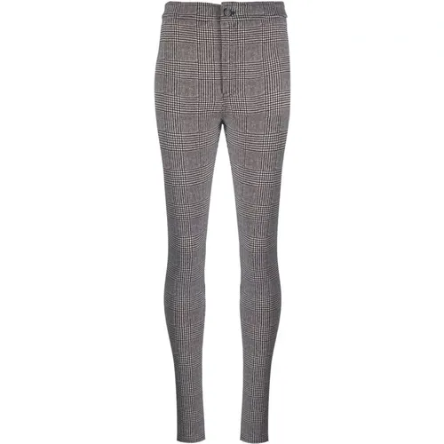 Slim-Fit Trousers in Principe di Galles Jersey , female, Sizes: L, S, M - Saint Laurent - Modalova