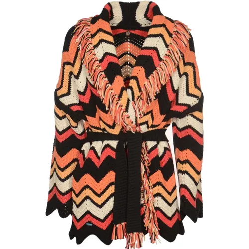 Kaleidoscopic Chevron Cardigan Black , female, Sizes: XS - Alanui - Modalova