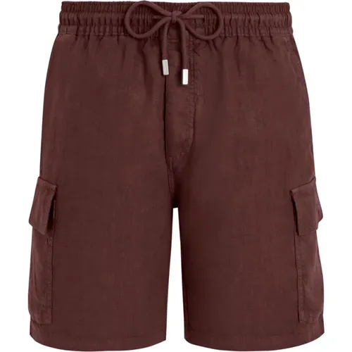 Solide Leinen Cargo Bermuda Shorts , Herren, Größe: 3XL - Vilebrequin - Modalova