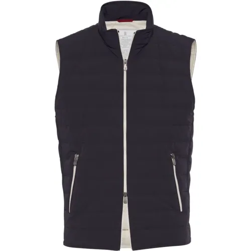 Midnight Quilted Sleeveless Jacket , male, Sizes: L, XL, M - BRUNELLO CUCINELLI - Modalova