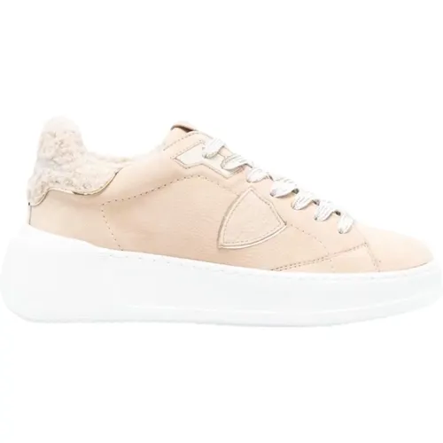 Sneakers mit Faux-Shearling Besatz , Damen, Größe: 37 EU - Philippe Model - Modalova