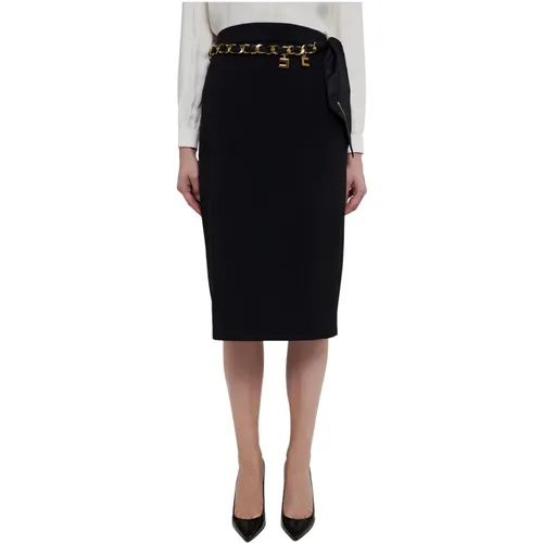 Pencil Skirt with Belt , female, Sizes: L, M, S - Elisabetta Franchi - Modalova