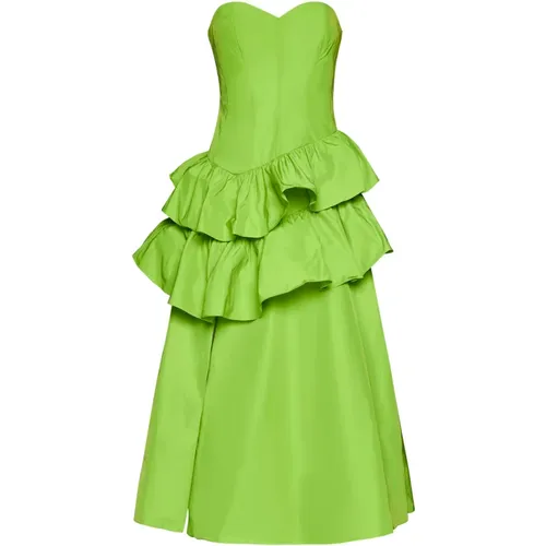 Taffeta Ruffled A-Line Dress , female, Sizes: 3XL, 7XL, 5XL - Marchesa - Modalova