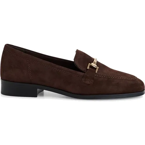 Brauner Wildleder Loafer mit Blockabsatz , Damen, Größe: 38 EU - tamaris - Modalova