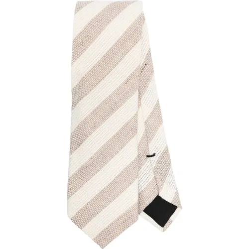 Striped Linen Silk Tie , male, Sizes: ONE SIZE - Hugo Boss - Modalova