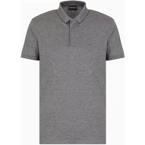 Graues Polo-Shirt mit Logo-Details , Herren, Größe: 2XL - Emporio Armani - Modalova