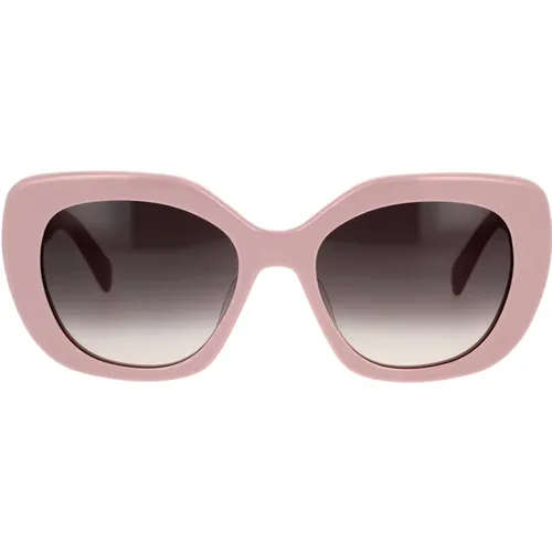 Schmetterlingssonnenbrille aus rosa Acetat mit braunen Verlaufsgläsern , Damen, Größe: 55 MM - Celine - Modalova