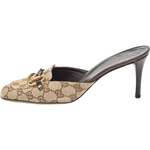 Pre-owned Canvas mules , female, Sizes: 6 1/2 UK - Gucci Vintage - Modalova