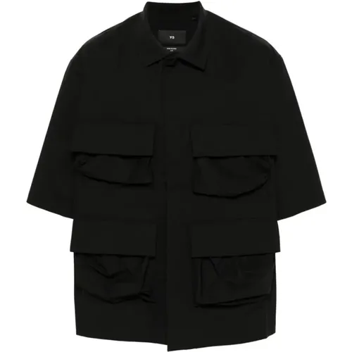 Schwarzes Kurzarm-4-Taschen-Hemd , Herren, Größe: S - Y-3 - Modalova