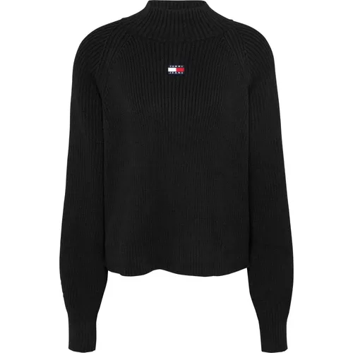 Schwarzer Pullover mit Ballonärmeln , Damen, Größe: 2XS - Tommy Jeans - Modalova