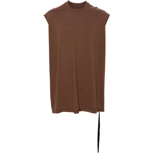 Braunes Jersey ärmelloses Crew Neck T-Shirt - Rick Owens - Modalova