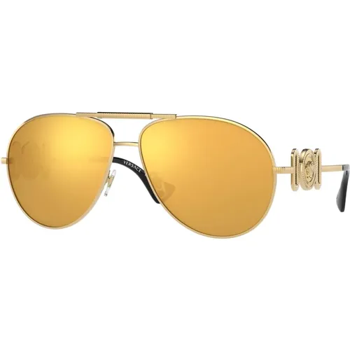 Goldene Sonnenbrille Versace - Versace - Modalova