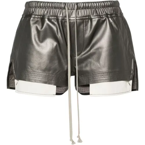 Grey Lambskin Metallic Shorts , female, Sizes: S - Rick Owens - Modalova