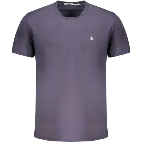 Blau Baumwoll T-Shirt mit Logo , Herren, Größe: L - Calvin Klein - Modalova