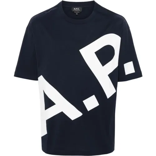 Blue Jersey Logo T-shirts and Polos , male, Sizes: S - A.p.c. - Modalova