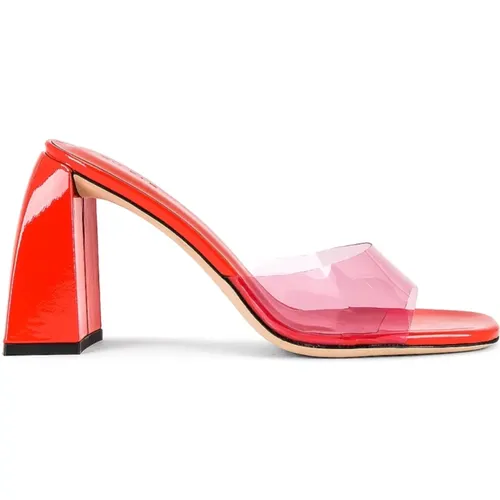 Flame PU and Patent Leather Heeled Mules , female, Sizes: 3 UK - By FAR - Modalova