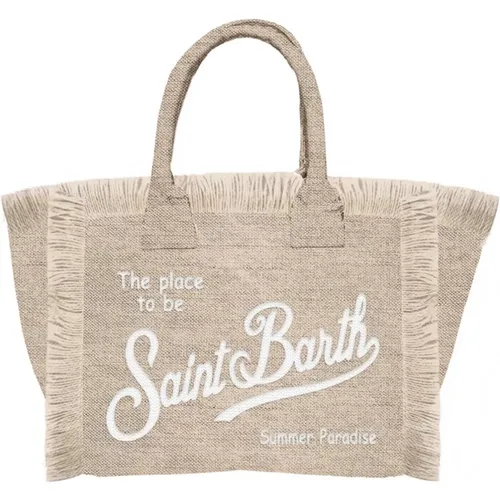 Linen Vanity Bag with Fringes , female, Sizes: ONE SIZE - MC2 Saint Barth - Modalova