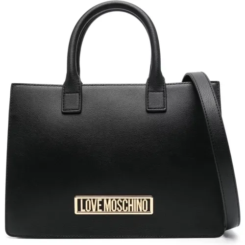 Leather Shoulder Bag with Logo Detail , female, Sizes: ONE SIZE - Love Moschino - Modalova