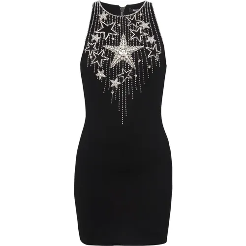Kurzes Kleid mit aufgestickten Sternen - Balmain - Modalova
