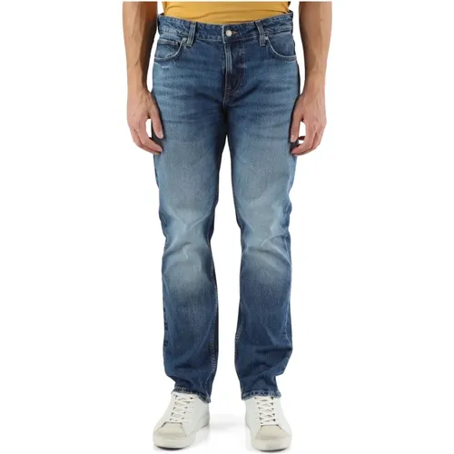 Slim Fit Jeans Fünf Taschen Absichtlich Abgenutzt , Herren, Größe: W39 - Guess - Modalova