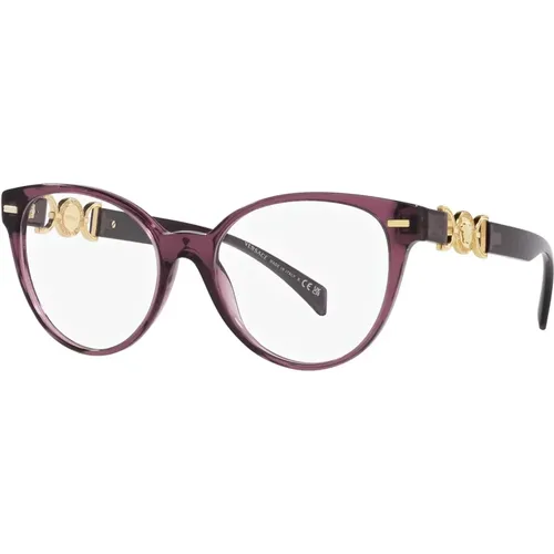 Transparent Violette Brillenfassung , unisex, Größe: 53 MM - Versace - Modalova